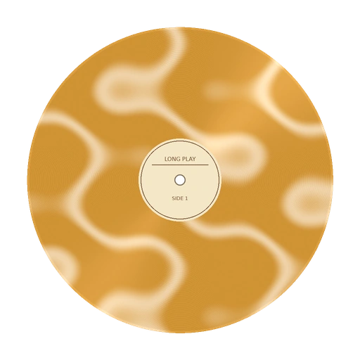 Amber and cream record with a small center hole