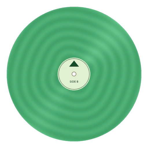 Translucent green record with a triangular label motif