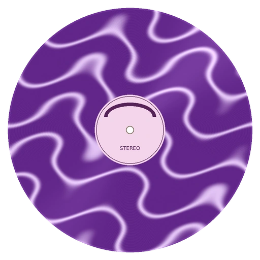 Purple and lilac marbled record with an arched label